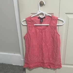 Women's Pink Lace Sleeveless Top